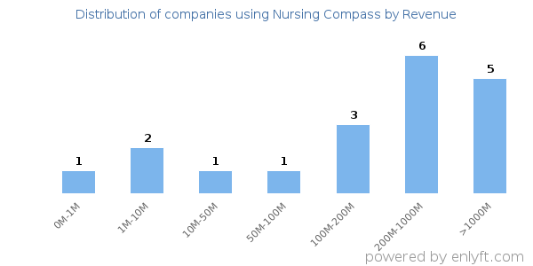 Nursing Compass clients - distribution by company revenue