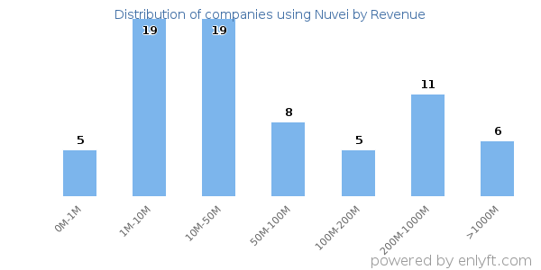 Nuvei clients - distribution by company revenue