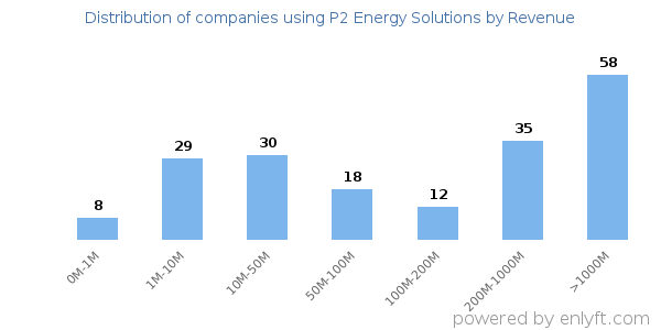P2 Energy Solutions clients - distribution by company revenue