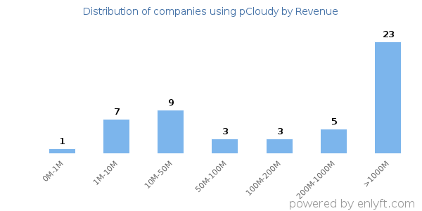 pCloudy clients - distribution by company revenue