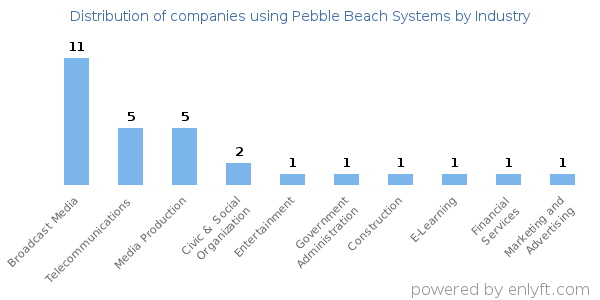 Companies using Pebble Beach Systems - Distribution by industry