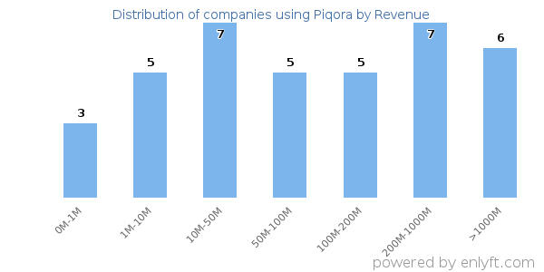Piqora clients - distribution by company revenue