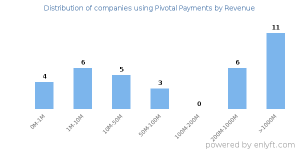 Pivotal Payments clients - distribution by company revenue