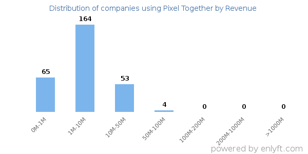 Pixel Together clients - distribution by company revenue