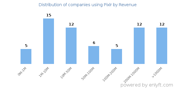 Pixlr clients - distribution by company revenue