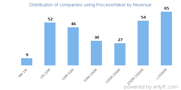 ProcessMaker clients - distribution by company revenue