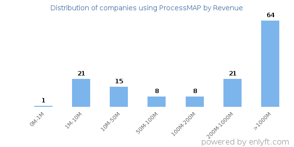 ProcessMAP clients - distribution by company revenue