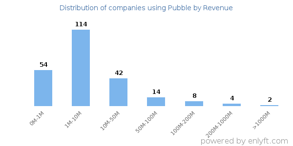 Pubble clients - distribution by company revenue