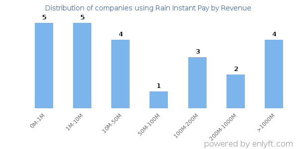 Rain Instant Pay clients - distribution by company revenue