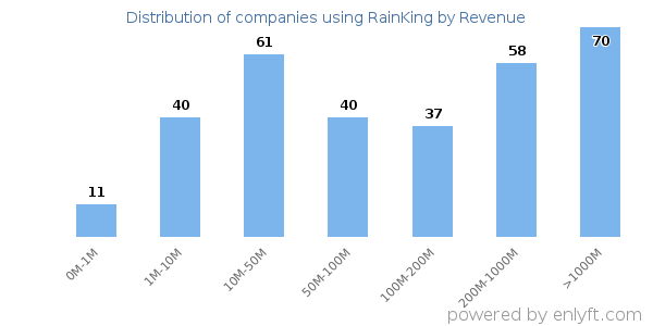 RainKing clients - distribution by company revenue