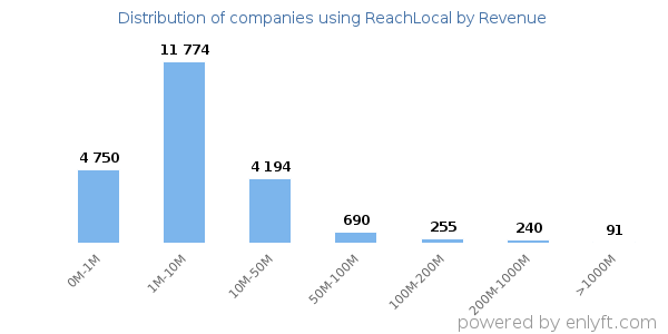 ReachLocal clients - distribution by company revenue