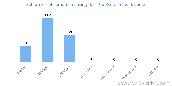Real Pro Systems clients - distribution by company revenue