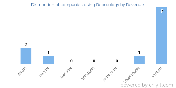 Reputology clients - distribution by company revenue