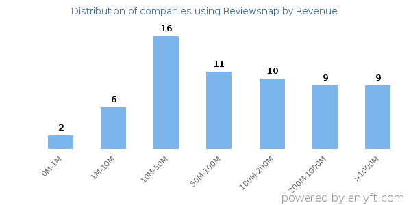 Reviewsnap clients - distribution by company revenue