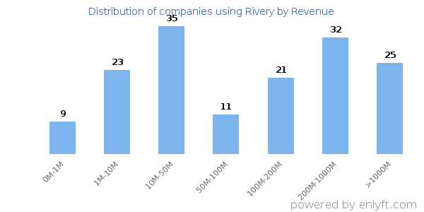 Rivery clients - distribution by company revenue
