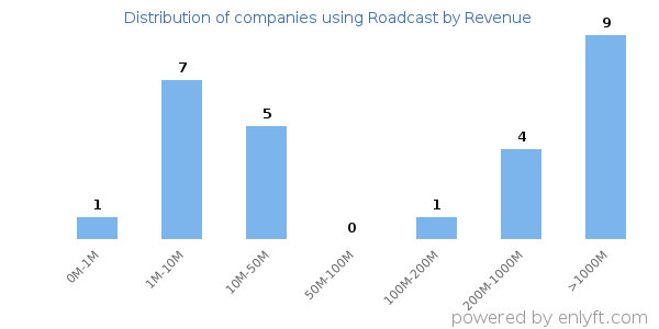 Roadcast clients - distribution by company revenue