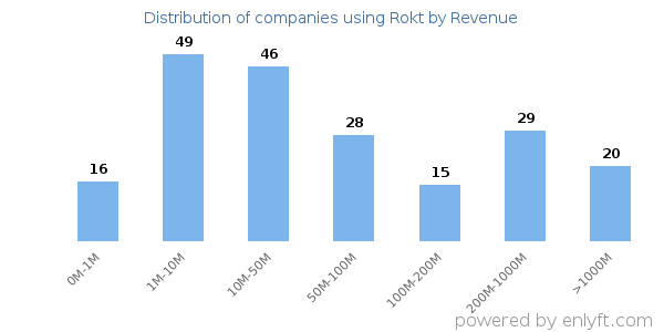 Rokt clients - distribution by company revenue
