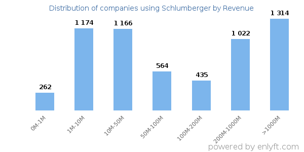 Schlumberger clients - distribution by company revenue