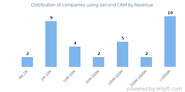 Second CRM clients - distribution by company revenue