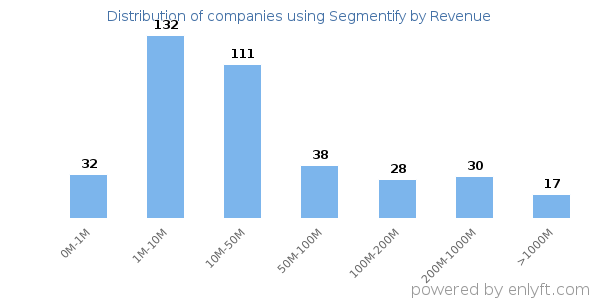 Segmentify clients - distribution by company revenue