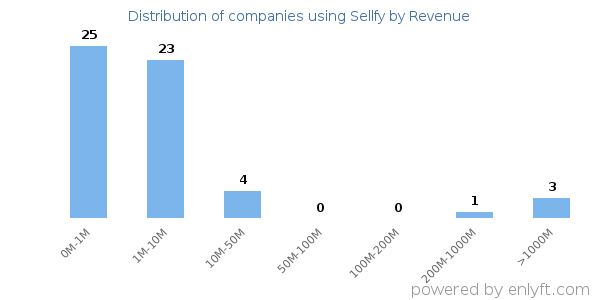 Sellfy clients - distribution by company revenue