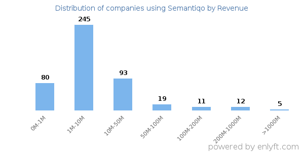 Semantiqo clients - distribution by company revenue