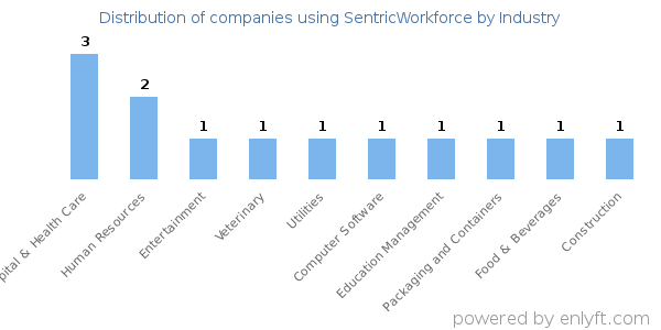 Companies using SentricWorkforce - Distribution by industry