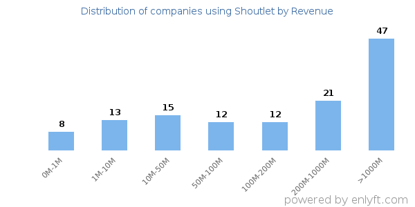 Shoutlet clients - distribution by company revenue