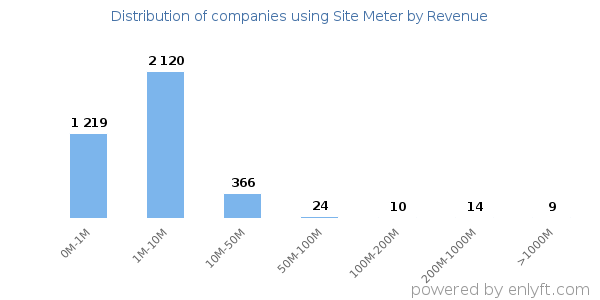 Site Meter clients - distribution by company revenue