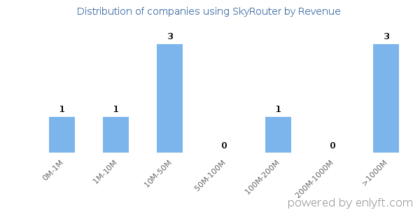 SkyRouter clients - distribution by company revenue