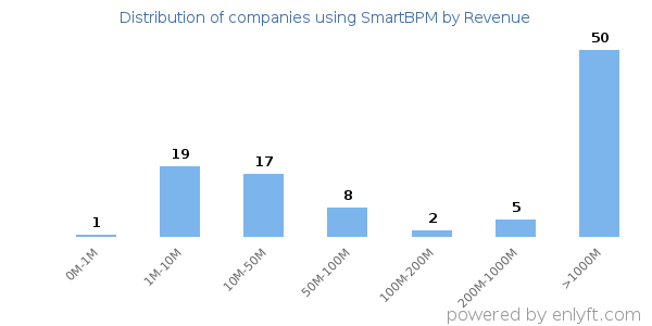 SmartBPM clients - distribution by company revenue