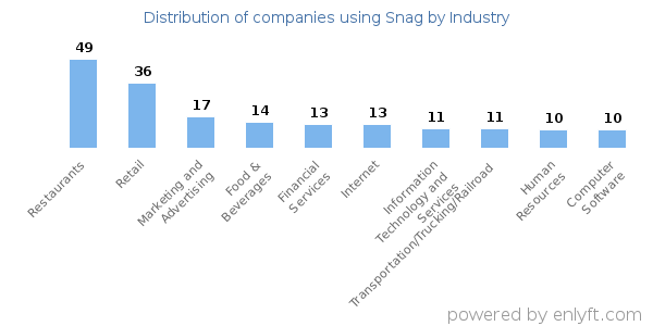 Companies using Snag - Distribution by industry