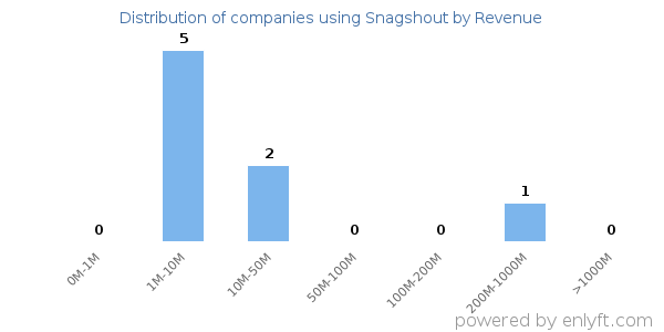 Snagshout clients - distribution by company revenue