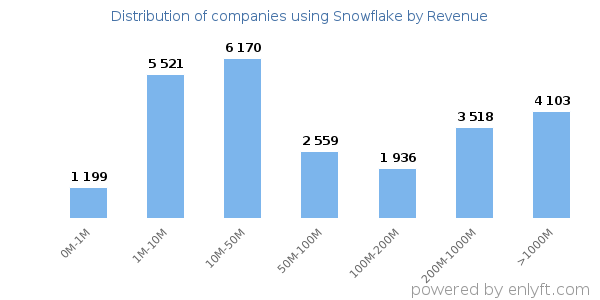 Snowflake clients - distribution by company revenue