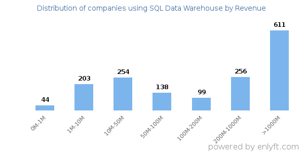 SQL Data Warehouse clients - distribution by company revenue
