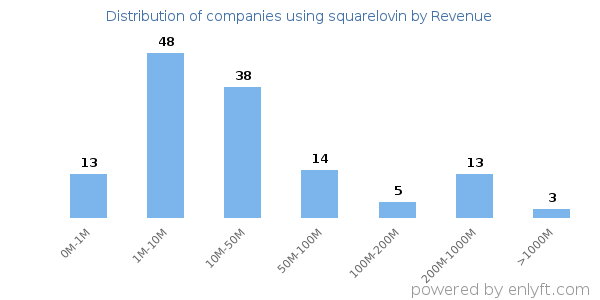 squarelovin clients - distribution by company revenue
