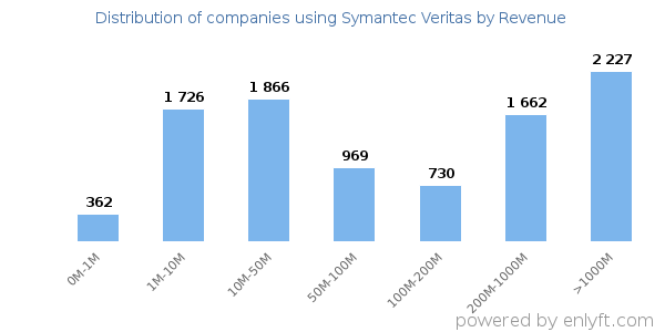 Symantec Veritas clients - distribution by company revenue