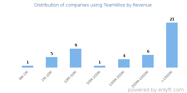 TeamWise clients - distribution by company revenue