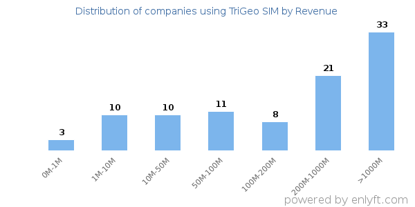TriGeo SIM clients - distribution by company revenue