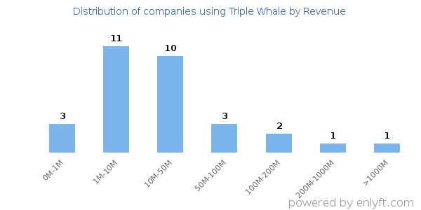Triple Whale clients - distribution by company revenue