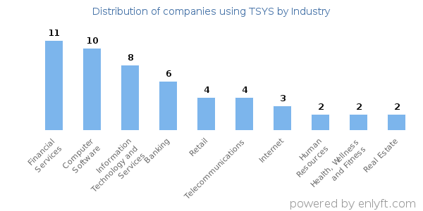 Companies using TSYS - Distribution by industry