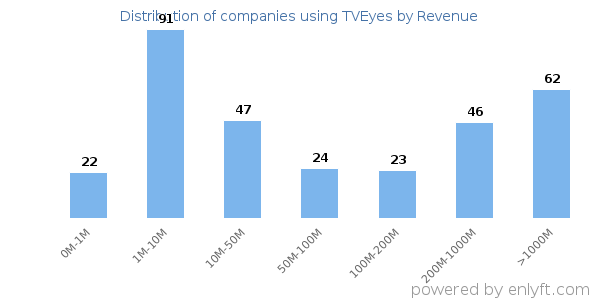 TVEyes clients - distribution by company revenue