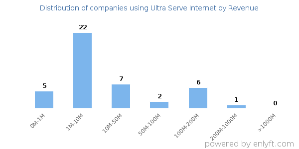 Ultra Serve Internet clients - distribution by company revenue