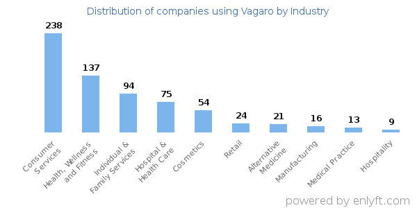 Companies using Vagaro - Distribution by industry