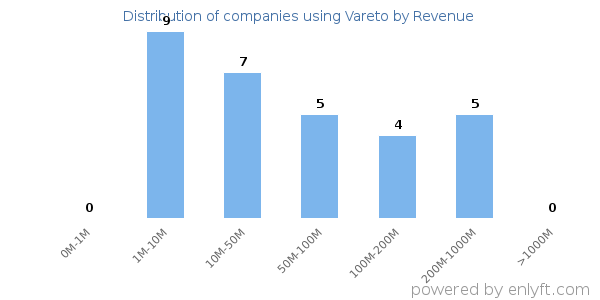 Vareto clients - distribution by company revenue