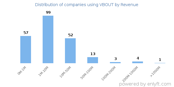 VBOUT clients - distribution by company revenue