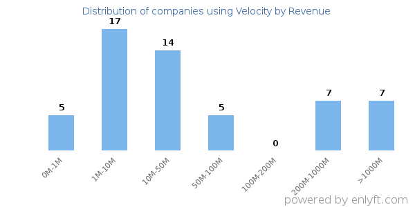 Velocity clients - distribution by company revenue