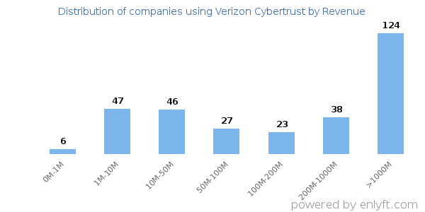 Verizon Cybertrust clients - distribution by company revenue