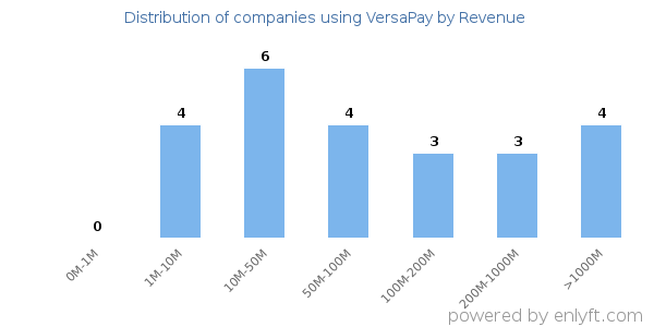 VersaPay clients - distribution by company revenue