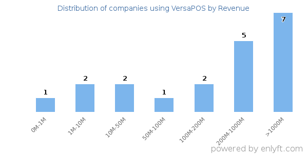 VersaPOS clients - distribution by company revenue